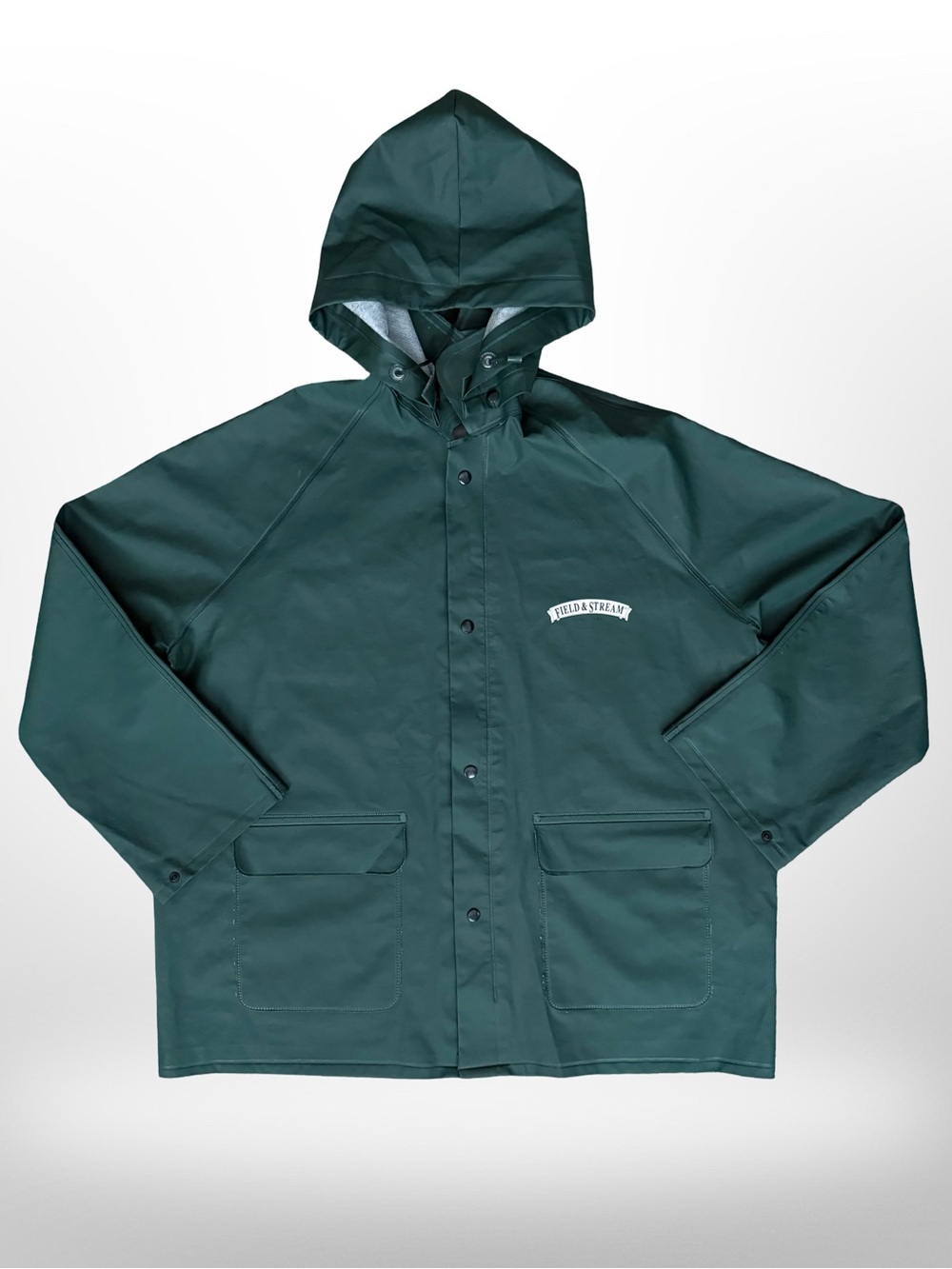 Field & Stream Fisherman Hooded Rain Jacket PVC Vinyl Gorpcore Utility Techwear